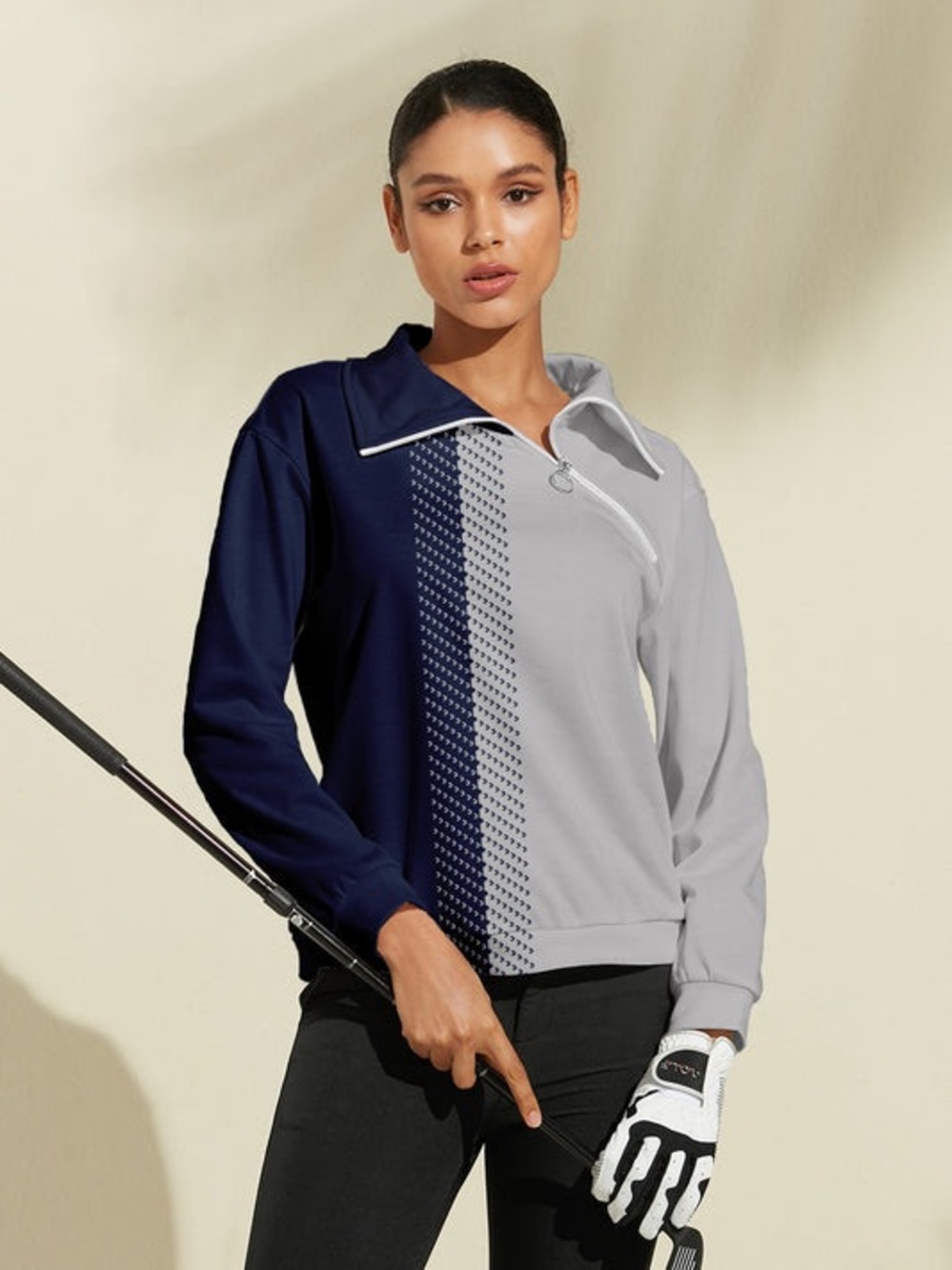 ACEGOLFS Women’s Small UPF 50+ Quarter Zip Golf Pullover Navy White NWT